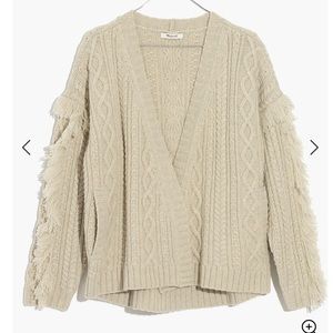 Cable knit cardigan with fringe